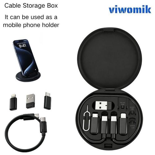 60W 5-in-1 Multi-Functional Fast Charging Cable Box – Compatible with Android/iOS/Type-C