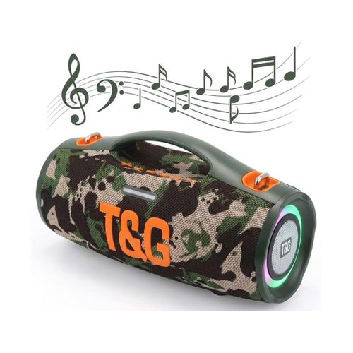 TG427 Wireless Bluetooth Hifi Quality Stereo Bass Waterproof Speaker LED Colorful Light Outdoor Portable Woofer Fabric Speaker IPX5 40W (GREEN C)