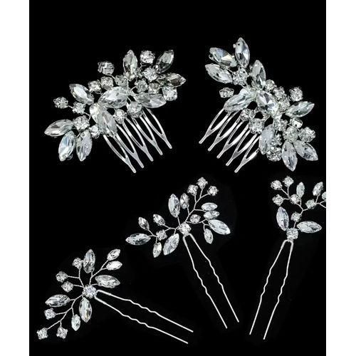 5pcs Set of Bridal Hair Additions, Headwear, Hair Styling Bobby Pins, Hairstyle Design Additions, Rhinestone Hair Additions, Hair Clips, Fashionable Hair Bun Hairpins, Hair Combs, Suitable for Wedding Wear, Daily Wear, Travel Wear