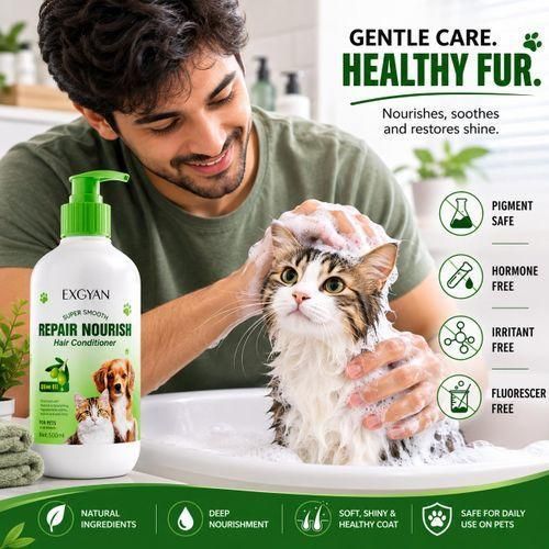 Pet Hair Conditioner 500ml with Olive Oil – Dog Conditioner and Cat Conditioner for Soft, Smooth and Shiny Fur, Pet Coat Conditioner for Dogs and Cats