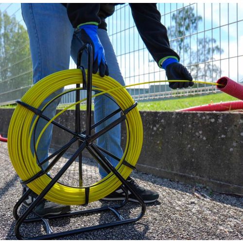 Electrician Fish Tape Cable Puller 300MTRS - Fiberglass Wire Puller with Metal Reel Stand