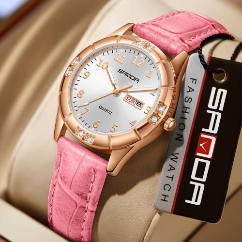 Fashion Elegant Design Women's Quartz Watch, Brand Business Ladies Wristwatch, Simple Casual Lady Watch, PU Leather Strap/Zinc Alloy Case, Calendar Week Women Watches Suitable for Woman Mother Daughter Holiday Birthday Gifts, Reloj Mujer