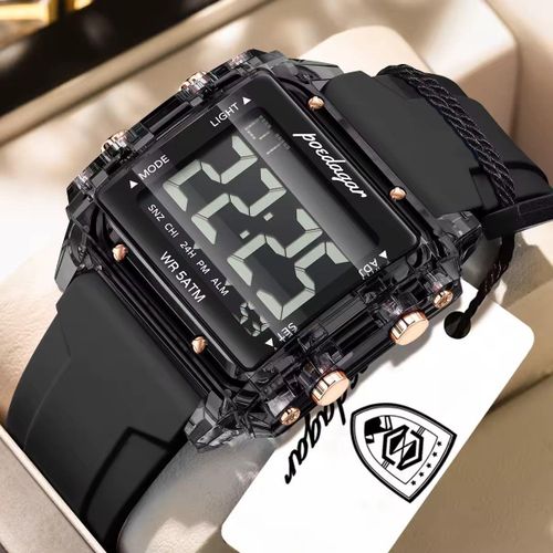Original Quality & Super Premium Unisex Digital Black Rubber Strap Sports Wristwatch