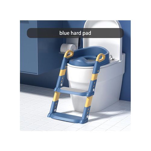 Foldable Step Stool Kids Toilet Trainer Seat with 6-Level Adjustable Ladder, Anti-Splash Urine Design, Soft PU Cushion & Non-Slip Base – Transitional Potty Training for Boys/Girls 2-7 Years