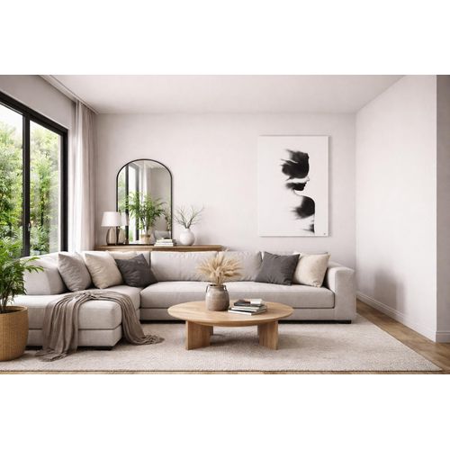 Abstract Black and White Canvas Art Framed - Minimalist Modern Wall Decor for Bedroom & Living Room