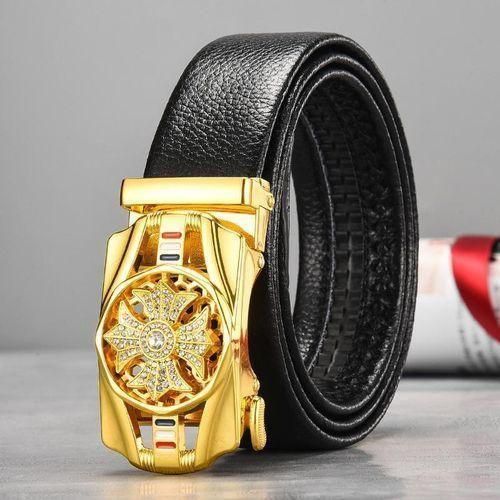 Mens Luxury Automatic Buckle Leather Belt with Rotatable Decor COMES IN DIFFERENT HEAD