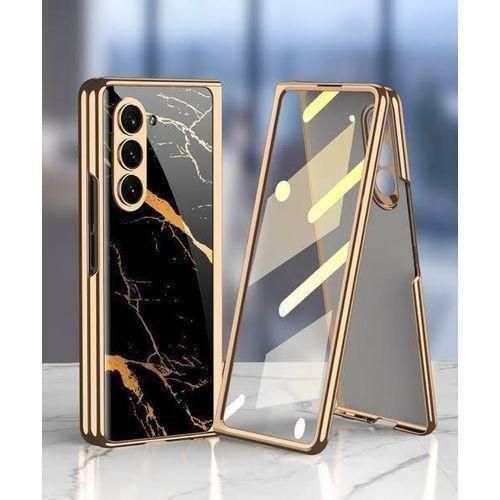 Samsung Galaxy Z Fold 7 Marble Plating Case With Front Glass Screen Protector