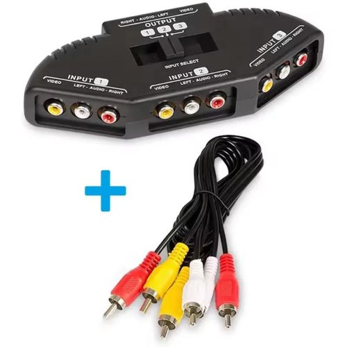 High quality 3 to 1 Composite AV Signal Switch Cable.