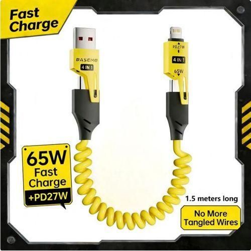 Fast 65W 4-in-1 Car Charging Cable, 6.6FT Fast Charger USB-A & USB-C to USB-C/Lightning, for iPhone 17/16/15/14, MacBook, iPad, Samsung S25/S24 and Comes with Different Colors