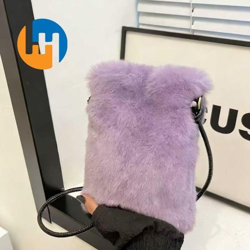 HUAHUA Popular plush bag crossbody bag mini phone square bag outdoor small bag fashionable storage versatile niche