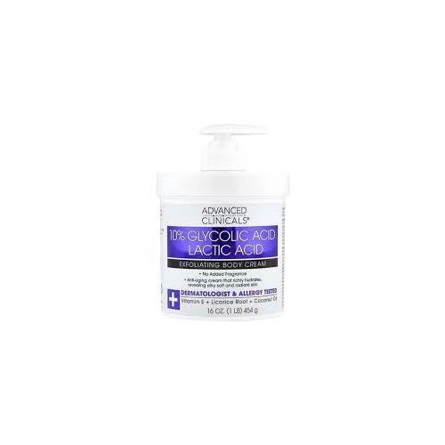 Advanced Clinicals 10% Glycolic Acid + Lactic Acid Exfoliating Body Cream