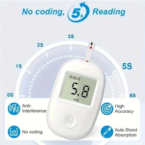 Blood Sugar Monitoring Kit Complete Set with 50 Test Strips 50 Lancets