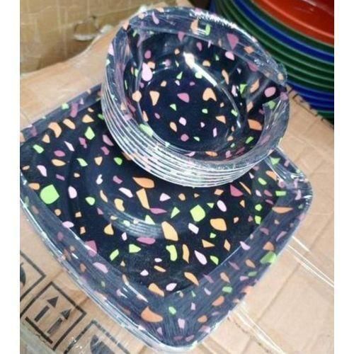 Big 12 Pieces Unbreakable Ceramic Bowl & Flat Curved Plates