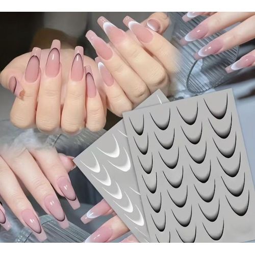 Self-Adhesive Gradient French Nail Stickers - 3D Smile Line & Crescent Design
