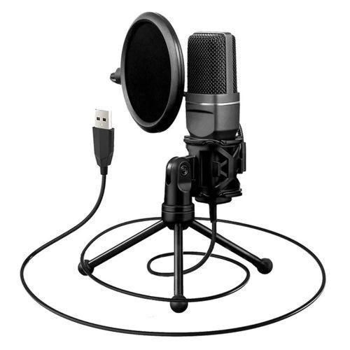 Podcast Condenser Microphone Audio Condensed Studio Recording Laptop Computer Gaming USB Mic Adapter for (RGB)