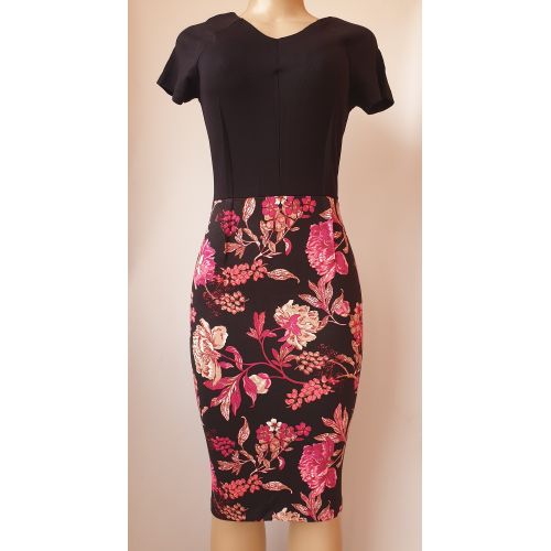 BLACK AND PINK FLORAL DRESS