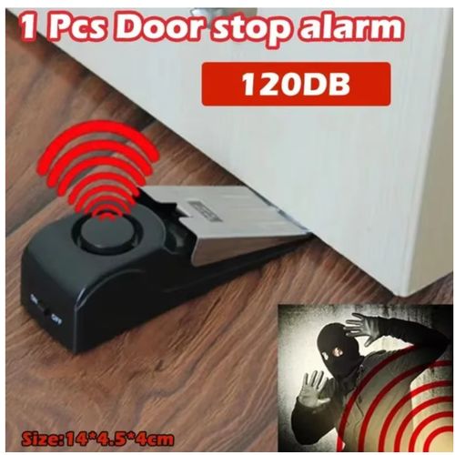 Wireless Alarm Door Stop Alarm 120dB Great For Home Wedge Shaped Stopper Alert Security System Block Blocking System