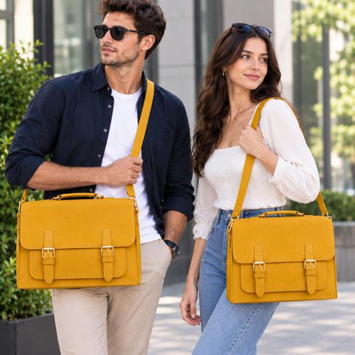 Newly Arrived Unisex Genuine Leather Large Capacity Business Bag, Unisex Briefcase Suitcase Genuine Leather Handbag, Unisex Office Waterproof Handbag, Female Office Handbag, Men Handbag Briefcase Bag - Laptop Shoulder Briefcase Bag, Shoulder Bag, Satchel
