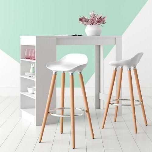 GLOSSY Modern Counter Bar Stools ( Set Of 2 )WHITE