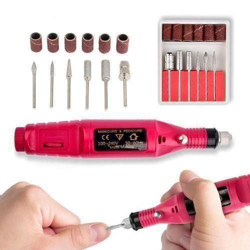 Professional Electric Nail Drill Kit, Manicure Pedicure Tool for Home Use, Nail Grinder & Polisher for Acrylic/Toe Nails, 2 in 1 Nail Art Appliance with 6 Replacement Bits