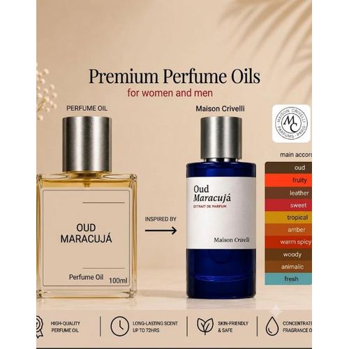 OUD MARACUJÁ Designer Perfume Oil Impression 72hrs Long Lasting Perfume Oil For Men & Perfume oil For women + ( Seal & Authentication Included ) Beauty