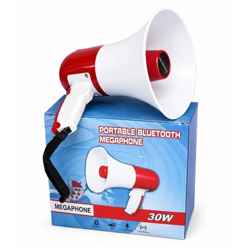Portable Bluetooth Megaphone 30W Rechargeable Loudspeaker With Recording Function