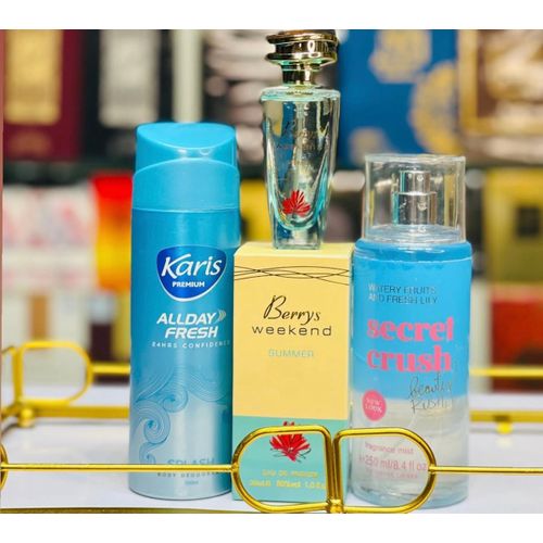 Berrys Weekend Summer EDP Perfumed Natural Spray 30ml & Karis Body Spray & Body Mist