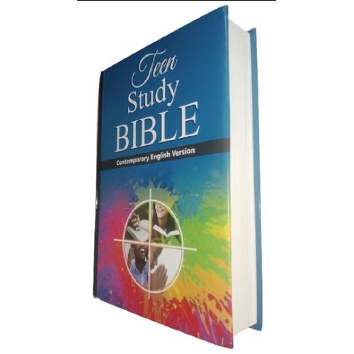 Teen Study Bible CONTEMPORARY ENGLISH VERSION (Large Print)-Books introductions, Answers to teenager questions, Godly advice, Colour pages, Bible promises and a three year reading plan