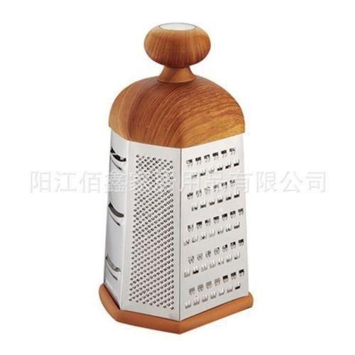 Hand held wooden handle grater