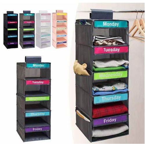 Weekly Label 5-Shelf Storage Hanging Bag Multi-Purpose Wall Organizer For Dorm Room Phone Essentials Holder Space Saving New