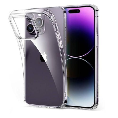 iPhone 14 Pro Max Silicone Transparent Phone Case & Pouch With Camera Protection - Scratch Resistance, Shockproof Protective Case - ( Transparent