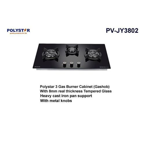 90cm 3 BURNER TEMPERED GLASS BUILT IN GAS COOKER TOP HOB