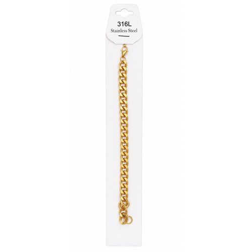 Gold-Tone 316L Steel Curb Chain Bracelet – Stylish Unisex Fashion Jewellery
