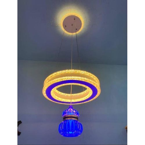 Royal Blue & Gold Crystal Ring Chandelier