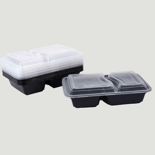 2-Compartment Black Take-away Containers