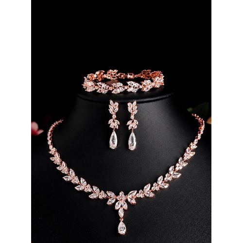 Stunning rose gold crystal jewelry set