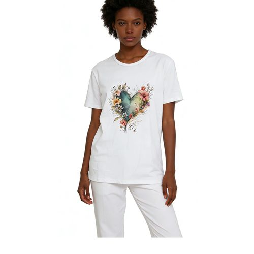 Forest-style watercolor print T-shirt