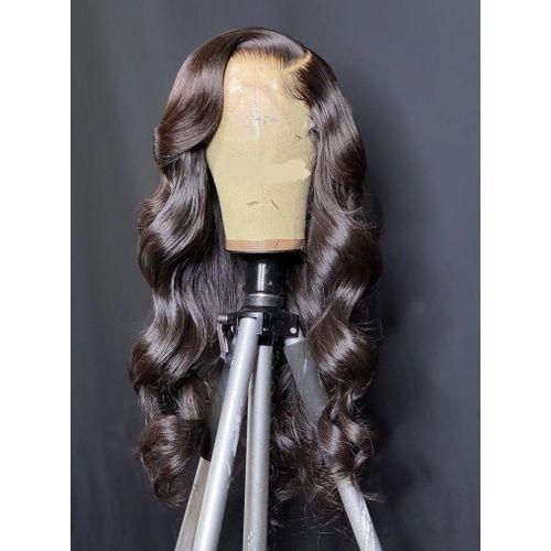 Transparent Lace Frontal Weaves Human Blended Hair Wigs Black Body Wave Hair Wig Pre Plucked Nature Hairline And Pre-Bleached Invisible Knots Suitable To Wear On Daily Or Holiday Occasions Wig with Frontal