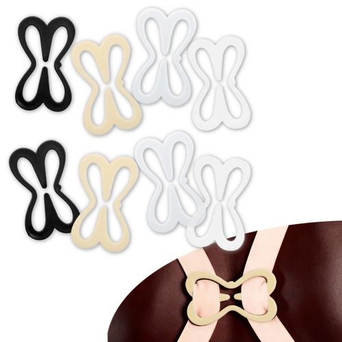 8PCS Bra Strap Clips – 4 Colors AntiSlip Bra Converter Racerback Strap Holders, Comfortable Plastic Bra Buckles to Conceal Straps