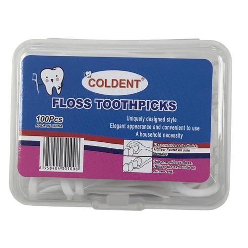 Coldent Dual-Action Floss Toothpicks – Elegant Design, Easy Grip & Deep Cleaning Convenience (100 Pcs)