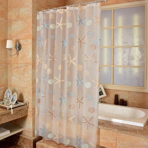Shower Curtains PEVA Shower Curtain Beach Style Bathroom Curtain with Hook Waterproof Mildew Bathroom Accessories