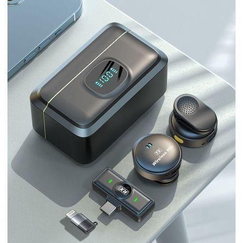 SX21 Wireless Lapel Lavalier Microphone With POWERBANK Compatible With Iphone/Android/Camera, USB C Lightning Port Mini Mic /Noise Cancellation/Power Bank Charging/ 3 In 1 With, 16hors Battery Life Magnetic Mic, Microphone For Video Recording, Streaming.