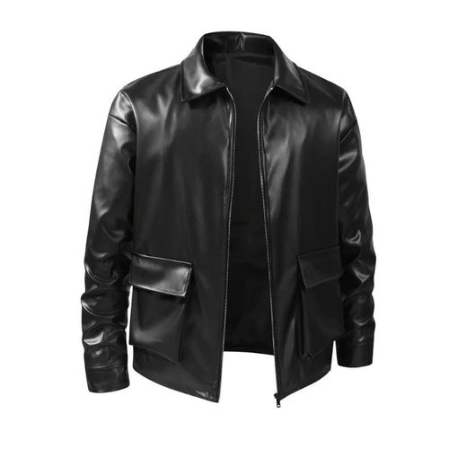 Jaylo Luxury Cargo Leather Jacket-Black