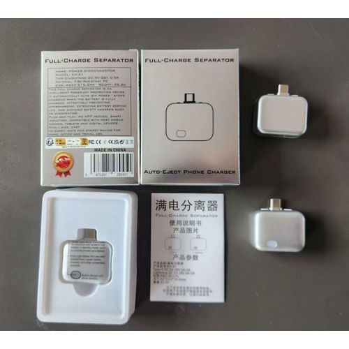 KH-S1,140W Auto Disconnect Charger Adapter, Full Charge Automatic Physical Separation Fast Charger, Anti Overcharge Battery Protection. Auto-Eject Power Disconnector for Type-C & Lightning
