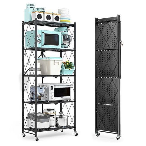 5 Tier Foldable Storage Shelf, Metal Rack, Kitchen Shelf - 5 layer