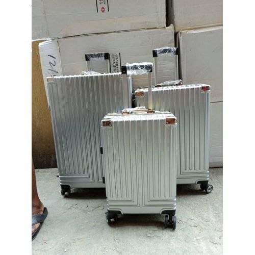SILVER Lightweight Aluminium Frame Luggage- 3set