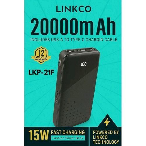 20000mah powerbank LKP-21F 15W, Type C in and out with torch