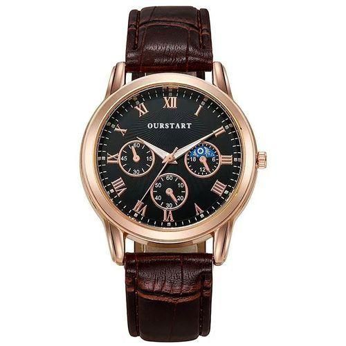 Men Leather Strap Fashionable Luxurious Men Business Elegant Wrist Watch