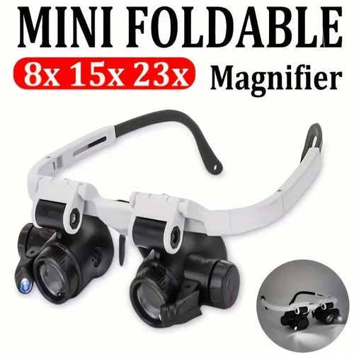 Head-mounted LED Light Interchangeable Lens Magnifying Glass White