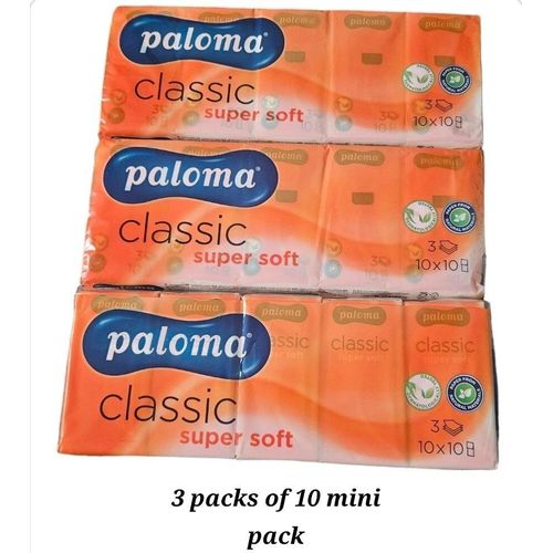 Paloma Pocket Tissues 3ply .3x10 Mini Packets X 3